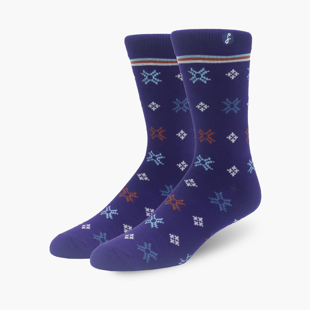 Snow Flake Inspired Purple Bamboo Crew Length Swanky Socks - SwankySocks