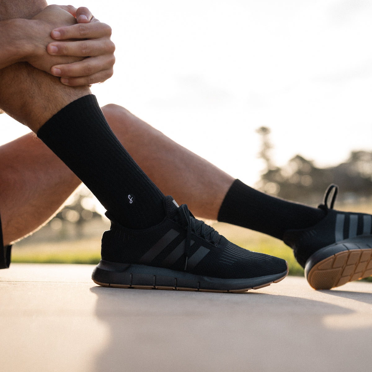 Black Merino Wool Sports Socks