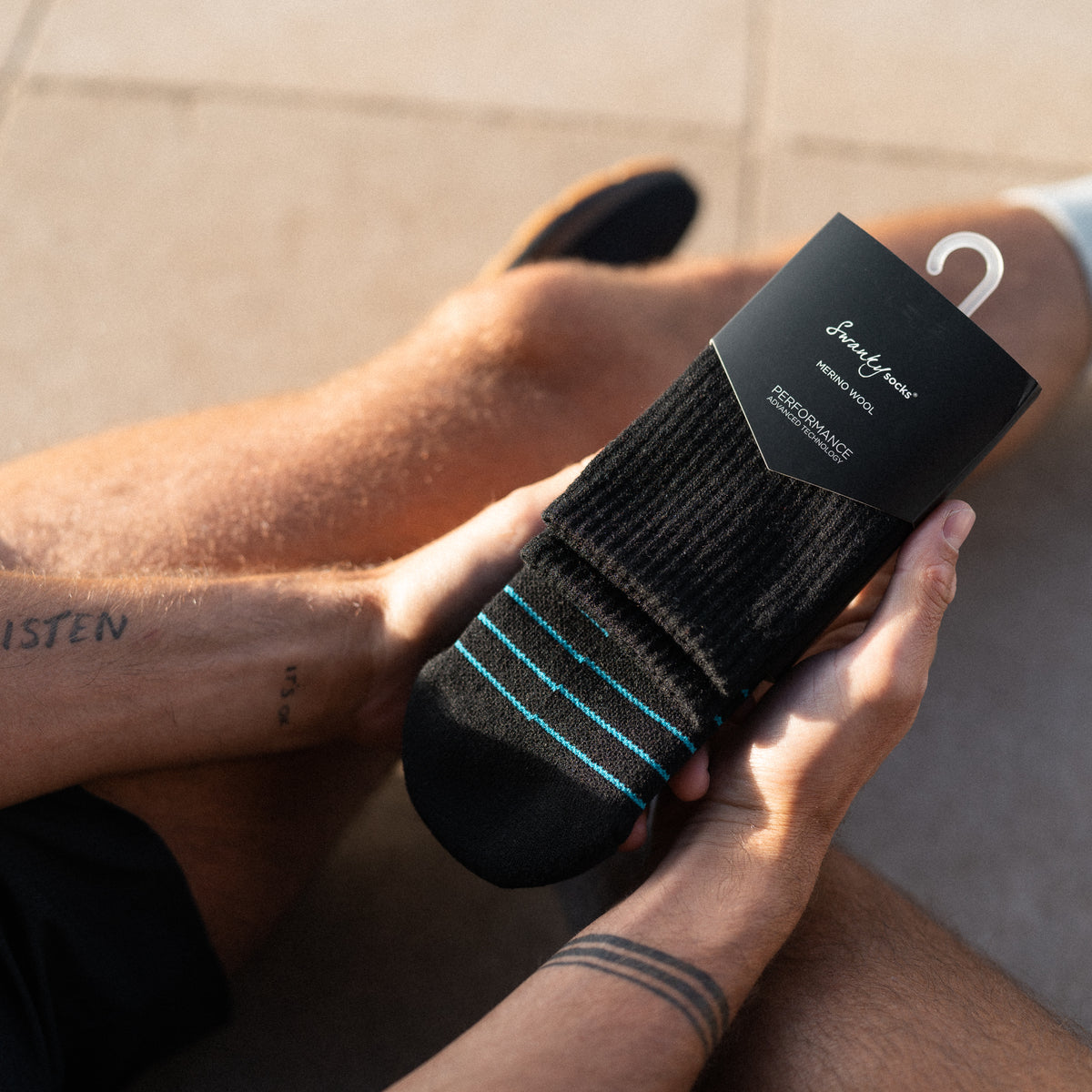 Black Merino Wool Sports Socks