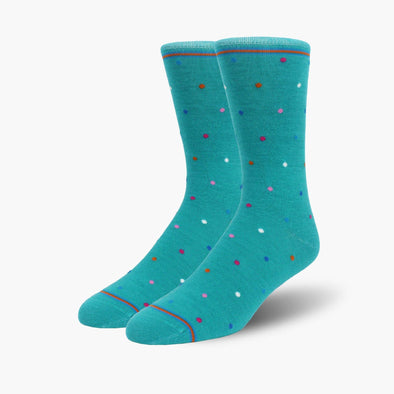 Teal Coloured mixed Polka Dot Merino Wool Dress Swanky Socks - SwankySocks