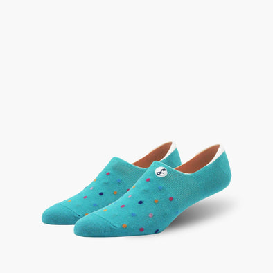 Teal Multi Coloured Small Dot Combed Cotton No-Show Swanky Socks - SwankySocks