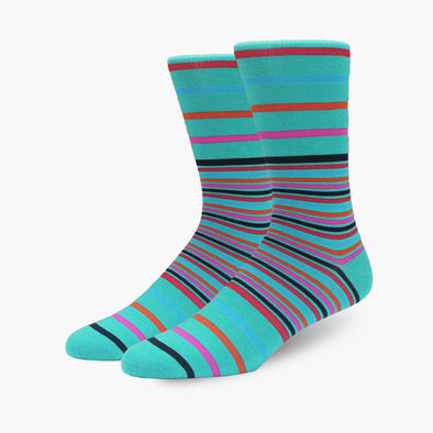 Teal Multi Stripe Merino Wool Dress Swanky Socks - SwankySocks