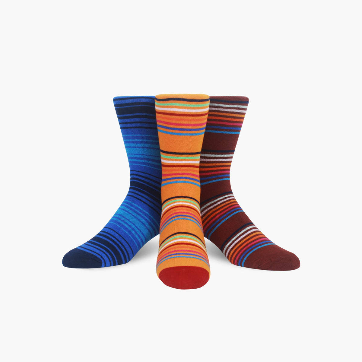 Multi Stripe Bamboo Crew Length Swanky Socks 3 Pack