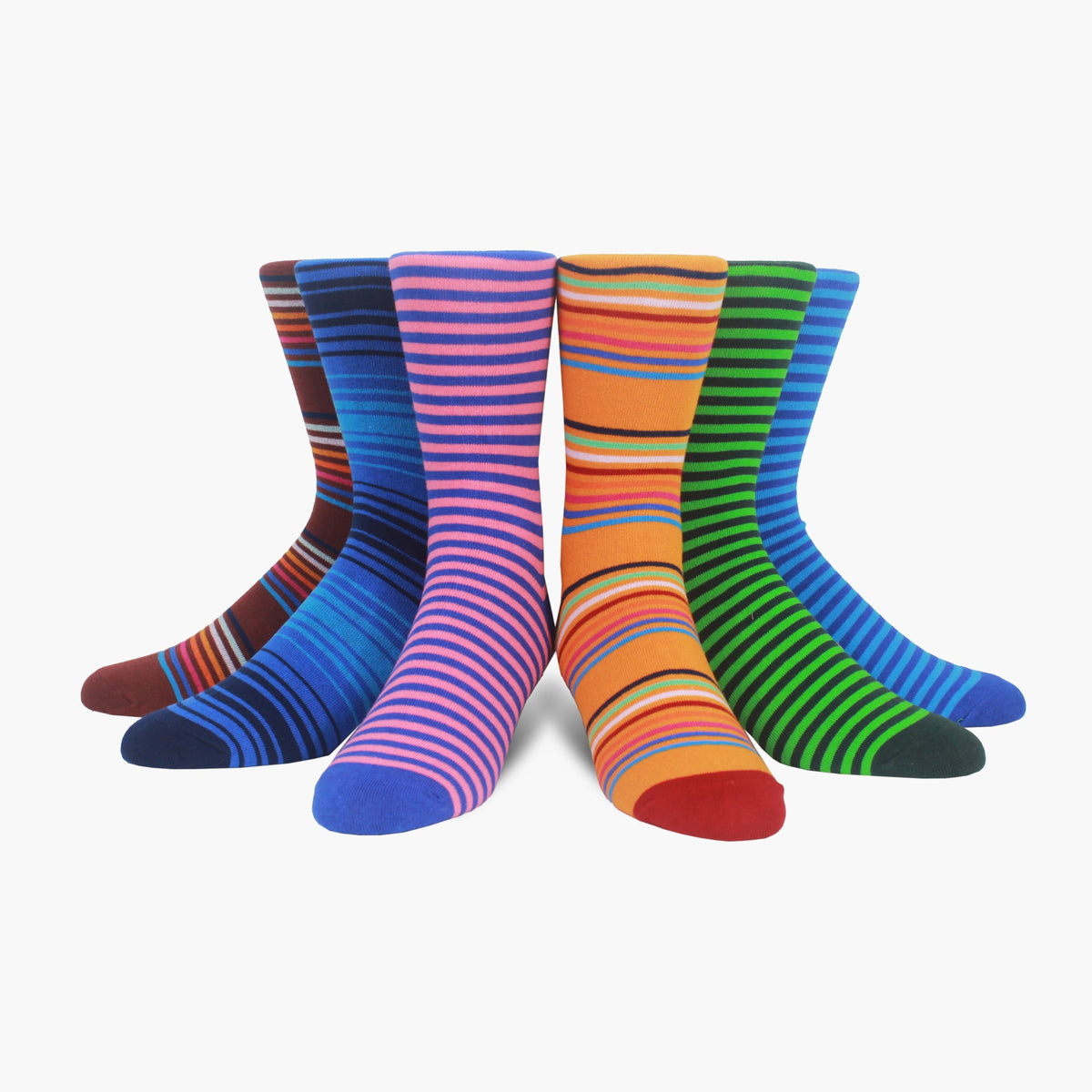 Mixed Stripe Bamboo Crew Length Swanky Socks 6 Pack