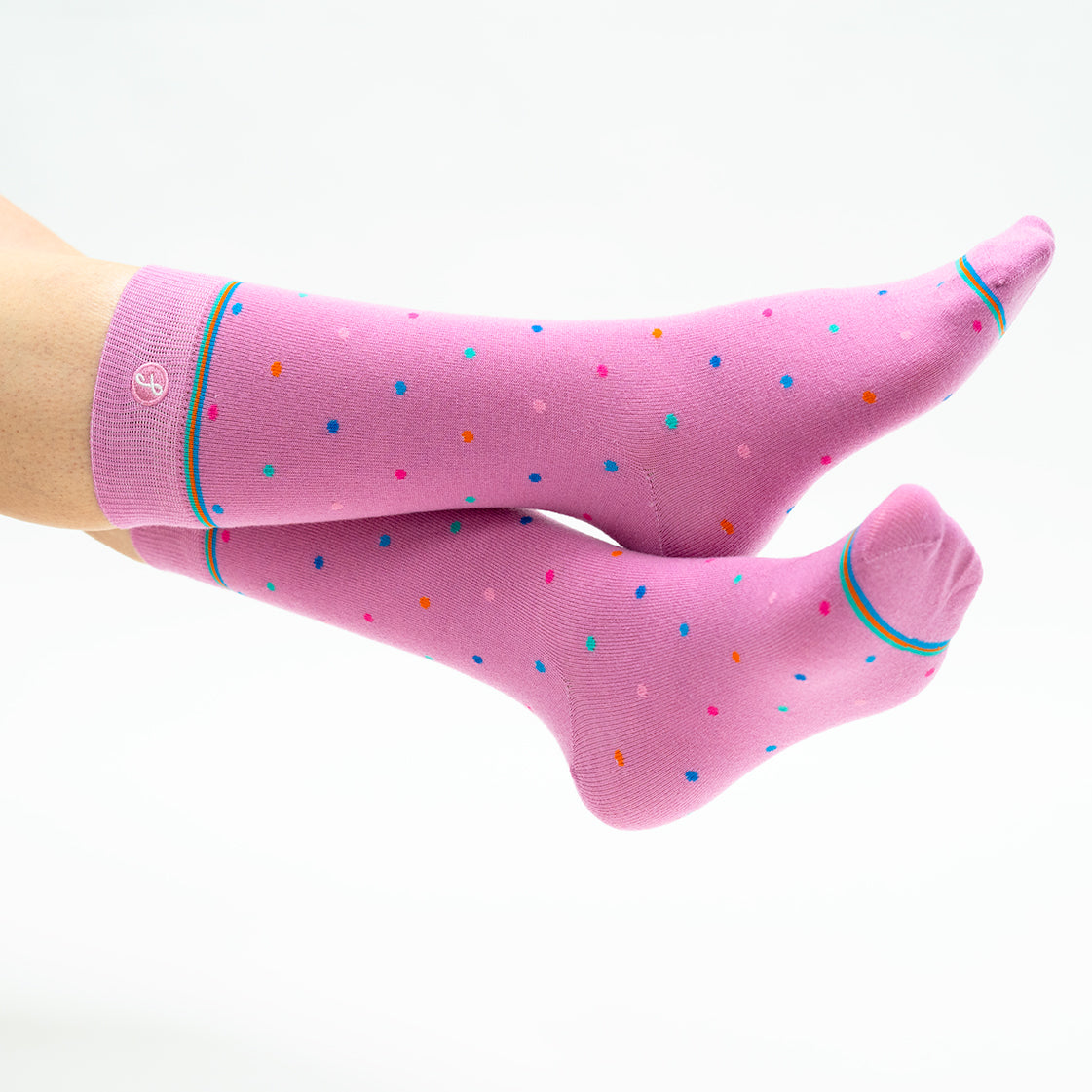 Pink Coloured mixed Polka Dot Merino Wool Dress Swanky Socks