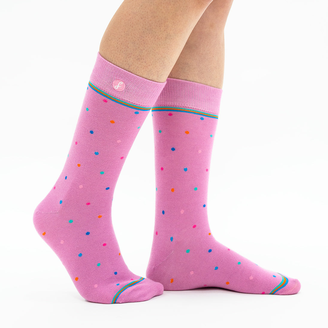 Pink Coloured mixed Polka Dot Merino Wool Dress Swanky Socks