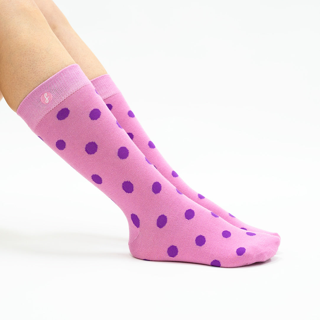Pink Polka Dot Cosmopolitan Merino Wool Swanky Socks