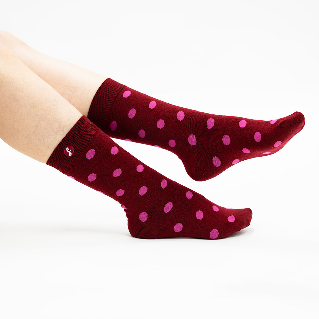 Pink Polka Dot Shiraz Merino Wool Swanky Socks