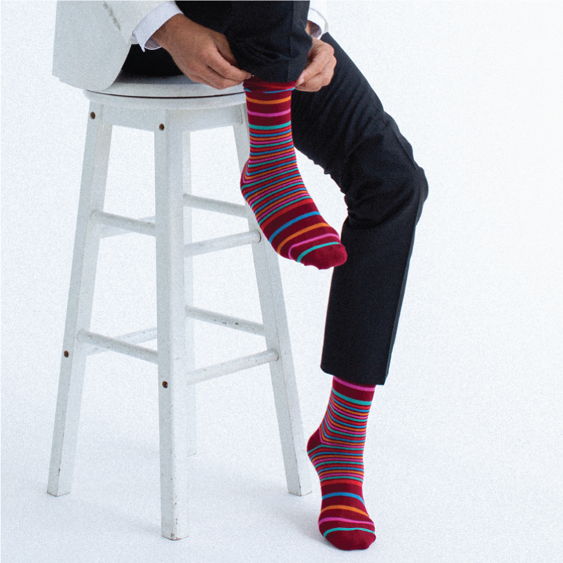 Colourful Stripe Shiraz Merino Wool Swanky Socks