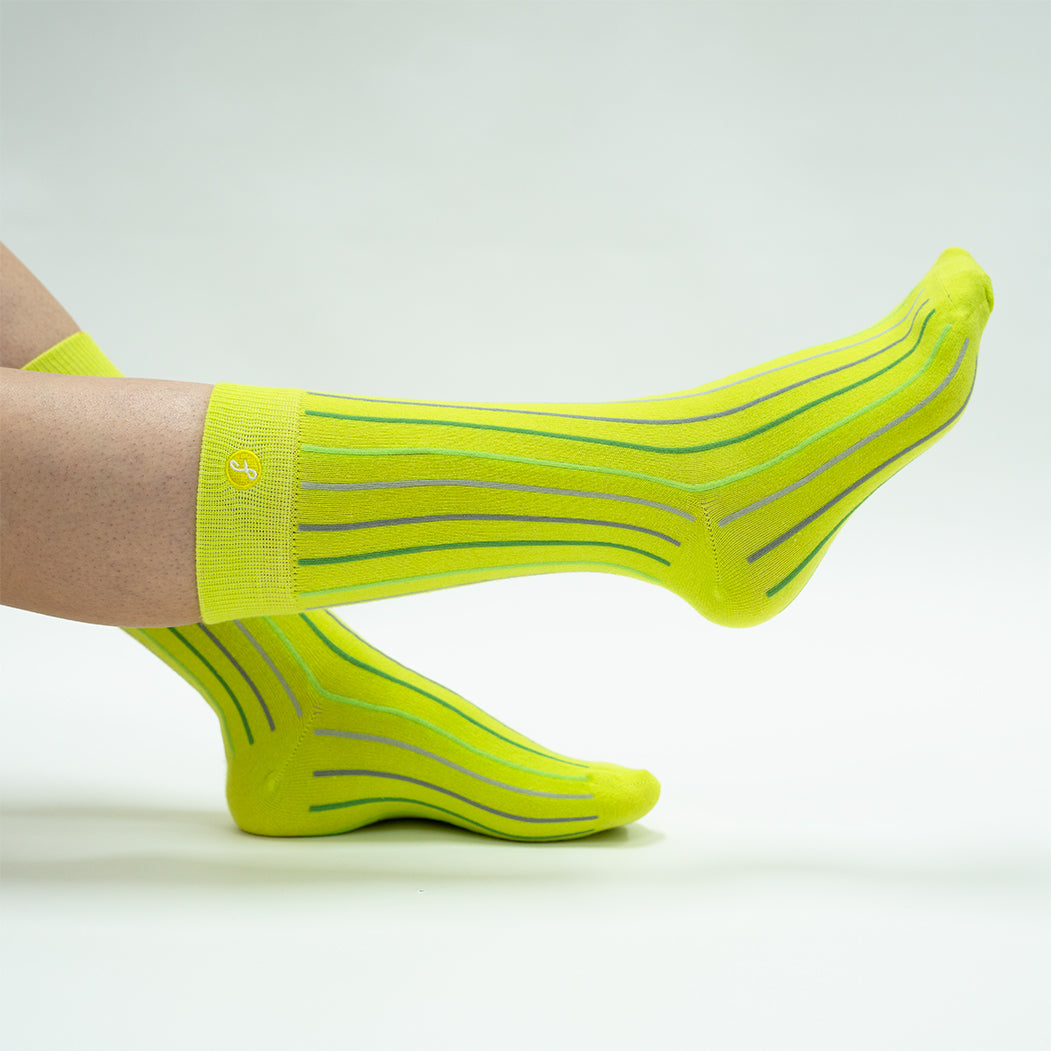 Colourful Vertical Stripe Citron Merino Wool  Socks™